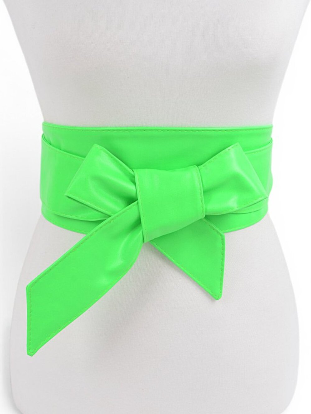 BNWT Brand New Neon Green Color Faux Leather Obi Belt Wrap Belt